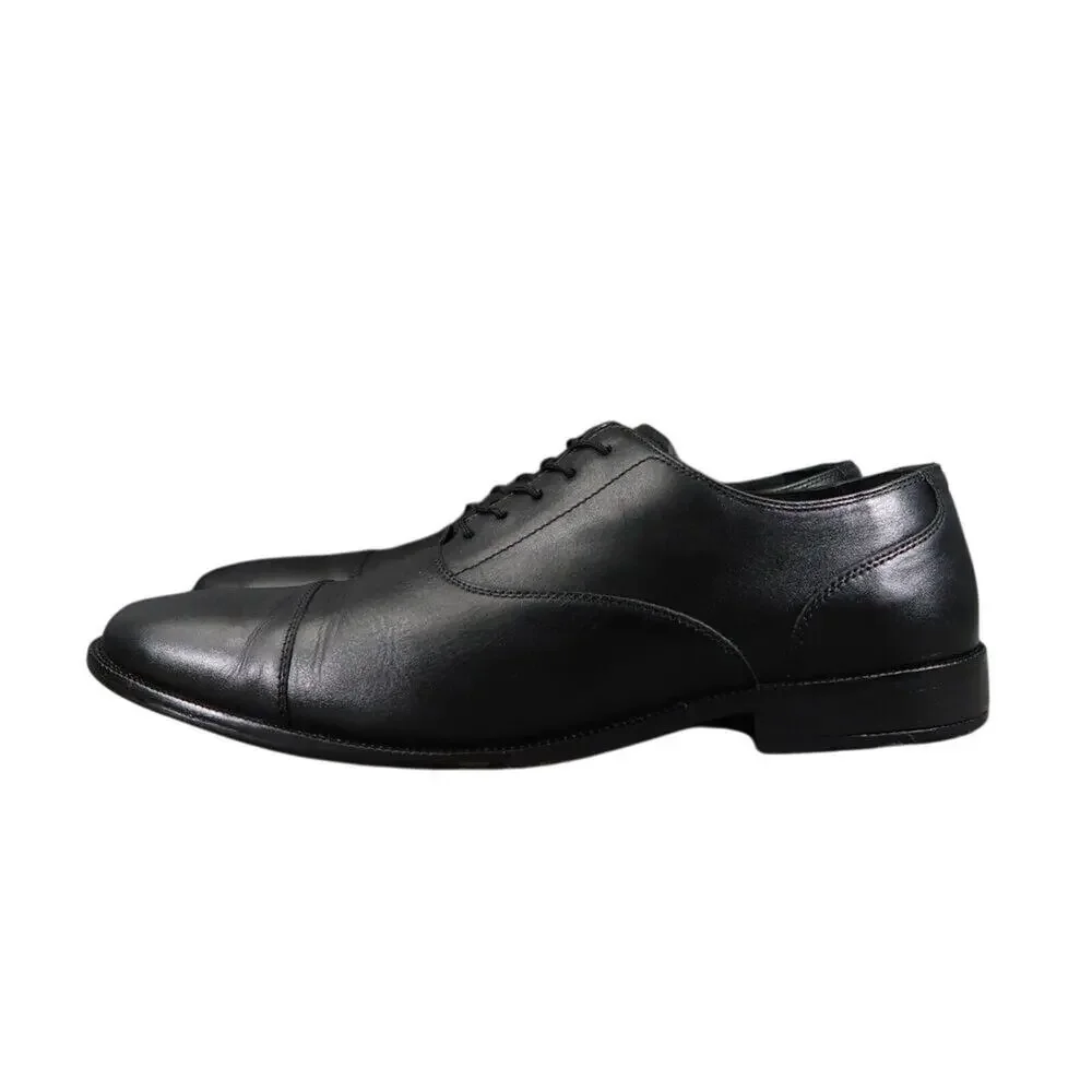 Cole Haan Shoes Men 12 Oxford Broadway Cap Toe Leather Black Classic Dress Event